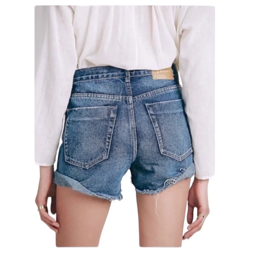 ONE Teaspoon x Free‎ People Outlaw Distress Long Rise Denim Shorts size 2